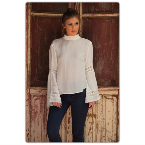 Bohemian White Peasant Top - Picture 1 of 2